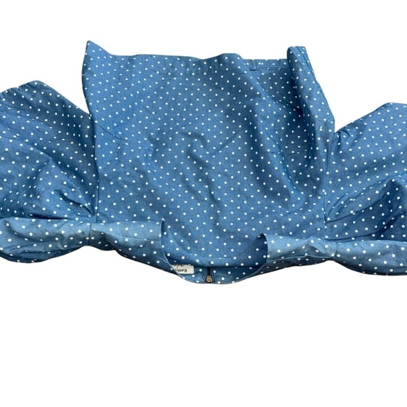 Kashieca By Rhett Eala Puff Sleeve Boxy Blue Polka Dot Crop Top Women’s S Zipper - Picture 12 of 12